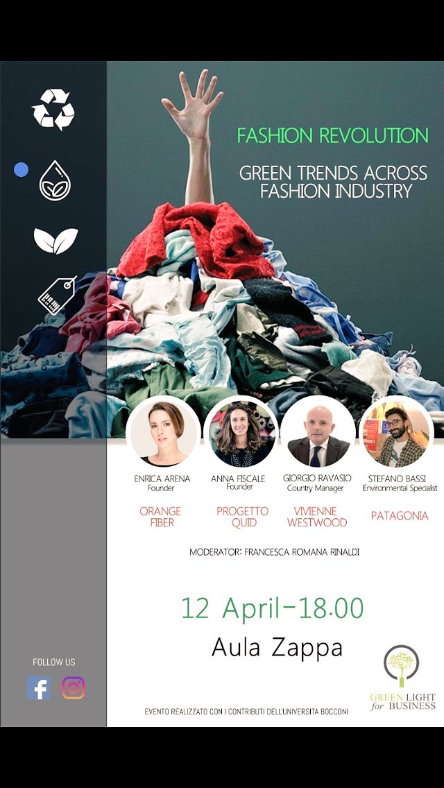 See you today in Bocconi where I am honored to moderate a panel with Patagonia, Vivienne Westwood, Progetto Quid and Orange Fiber!