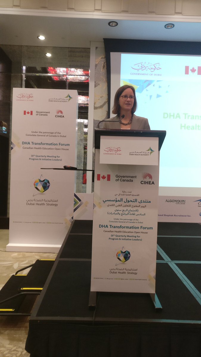 EKamarianakis's tweet photo. Canada's Senior Trade Commissioner in the UAE, Kate Starkey, starting our day with @DHA_Dubai and #CIHEA. Canadian International Health Education Association. Great discussions! https://t.co/aU3BuVpZJf