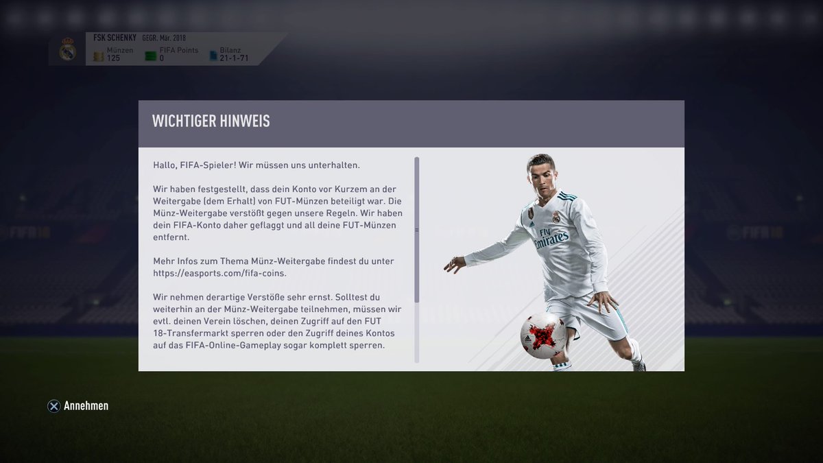BNJI20's tweet photo. #sheeshteam #unfair Danke EA ich habe fast 2000€ in Fifa gesteckt und jz werde ich vllt gebannt https://t.co/PVXrRnzXmk