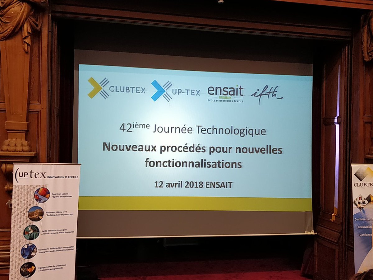 PlateformeeMode's tweet photo. eMode est en veille permanente sur les nouvelles technologies de fonctionnalisation #textile. Aujourd'hui à #Roubaix pour la 42eme journée de #ClubTex #UpTex à l'#Ensait.
#MadeInFrance @hautsdefrance https://t.co/Ukz7vvkbTB