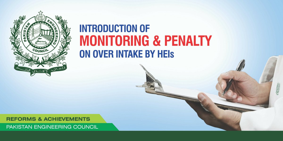 EngrJSQ's tweet photo. Reform & Achievement : Introduction of monitoring and penalty on over intake by HEIs
#Monitoring #Penalty #ProfessionalCreditPoints #PEC #PakistanEngineers #Pakistan https://t.co/I2839oOLbq