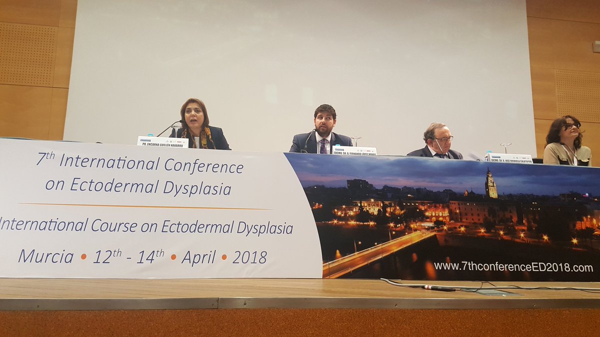 AreaUnoArrixaca's tweet photo. Inauguración 7th International Conference #Ectodermal #Dysplasia Presidente @regiondemurcia @LopezMirasF @RM_Presidencia expertos internacionales #DisplasiaEctodérmica Europa y EEUU en #Murcia VII #ConferenciaInternacional #ED18 @Murciasalud @encarna_guillen @MaiteMartnezRo2 https://t.co/0dp3msvNbj