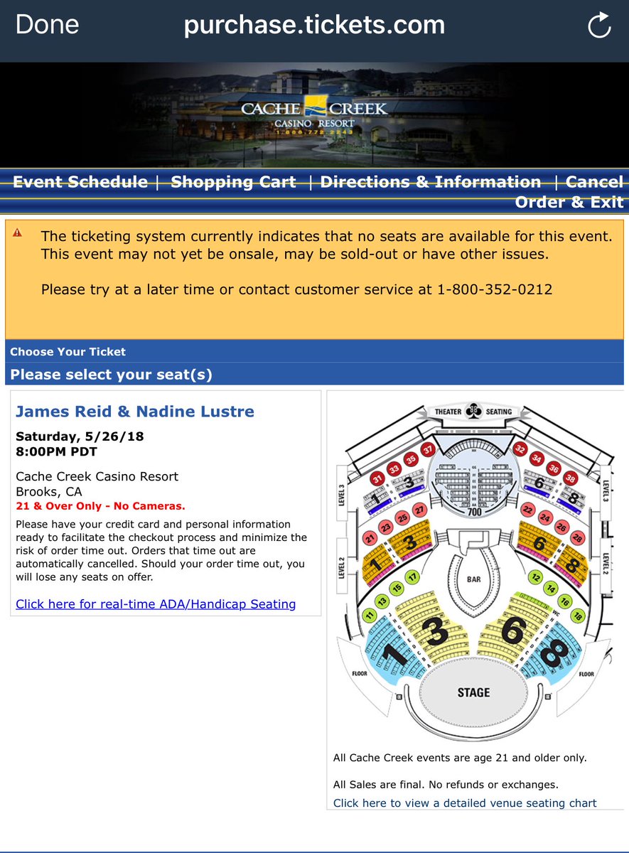 Cache Creek Seating Chart