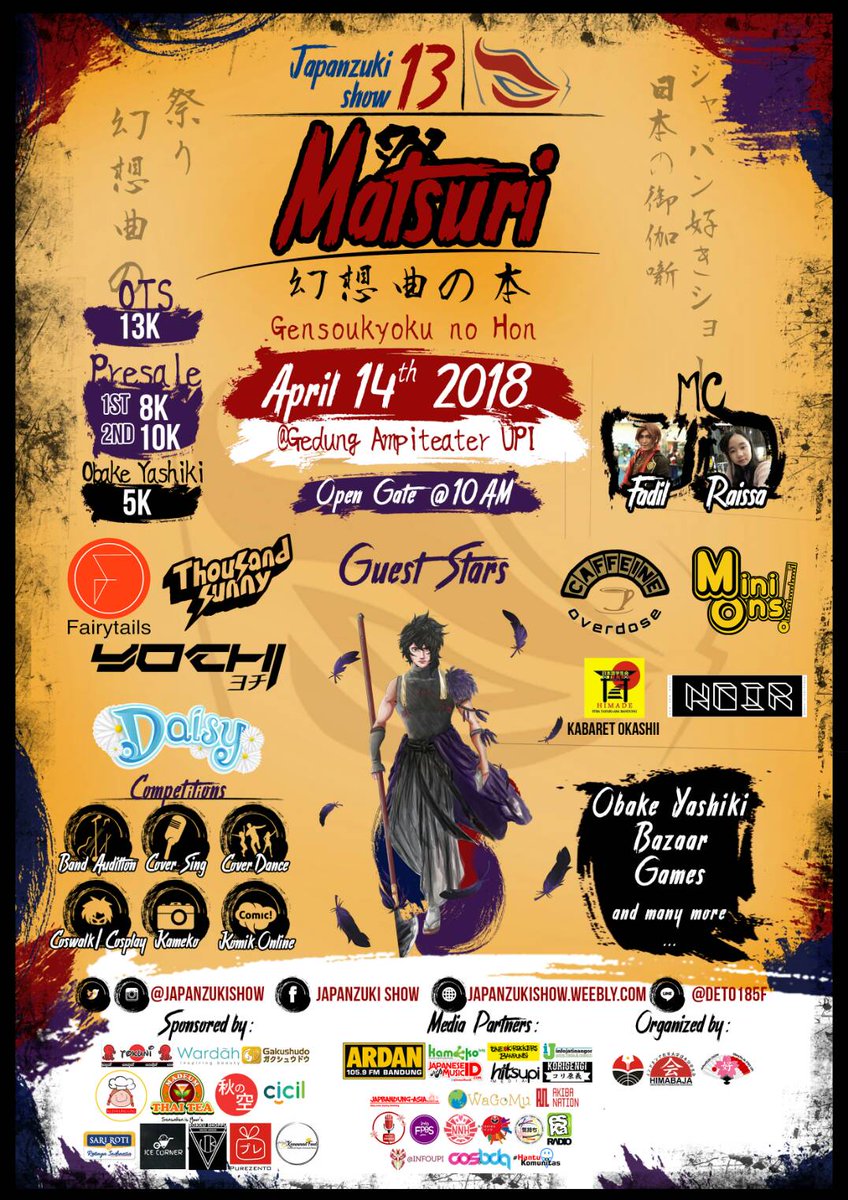 Himabaja UPI Bandung Proudly Present: Japanzuki Show 13 "Otogi Banashi" at Ampiteater UPI -14 April 2018~ Info: facebook.com/japanzukishow