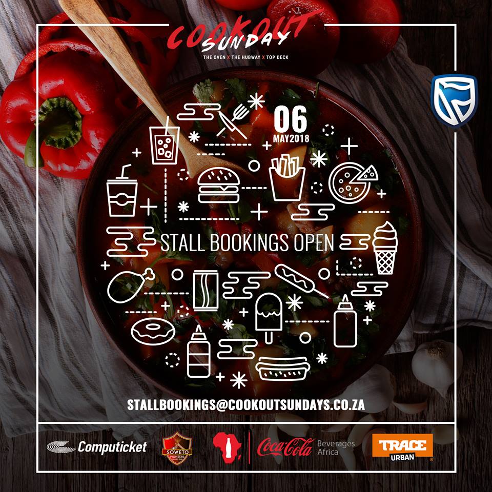 Subrocc's tweet image. 6th MAY 2018 THE 2nd Instalment of #CookOutSunday 2018

Please make sure you book your stall using the new Booking Application Form ----&amp;gt; goo.gl/gX3DEr

More info please drop us a mail:
stallbookings@cookoutsundays.co.za
@cookoutsundayy