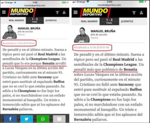 aficion_Rmadrid's tweet photo. El @mundodeportivo no solo cambia la crónica del partido, sino que también elige una imagen posterior al contacto. 

Curiosa la manera de manipular y tratar de tontos a sus lectores... https://t.co/EvYEBTfyeT