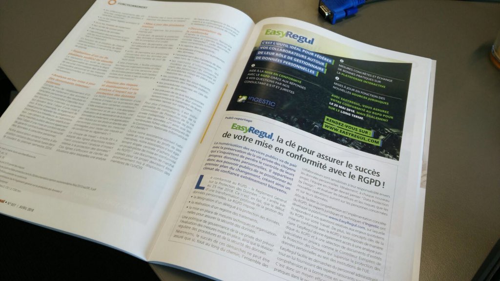 ingestic's tweet photo. Un article sur #Easyregul l’outil pour aider à la mise en conformité au #RGPD dispo dans le Mouvement Communal @unionvilles @ingestic #GDPRcompliance https://t.co/4LmnazO3Jd