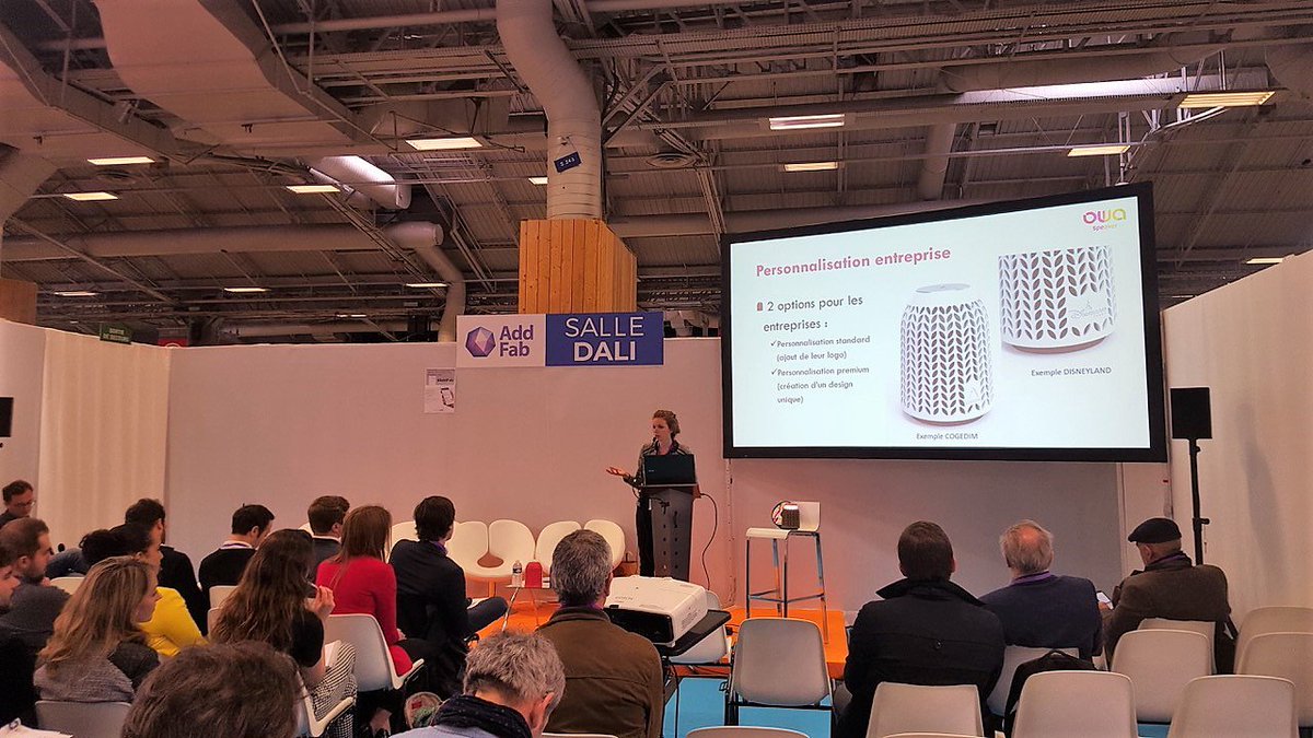 OwaSpeaker's tweet photo. La team a défendu l'OWA Speaker lors de la session de pitch au salon @add_fab Porte de Versailles ! 👩‍💼 #resultatscesoir #fabricationadditive #enceinte3D #pitch https://t.co/U2ywEH1xYt