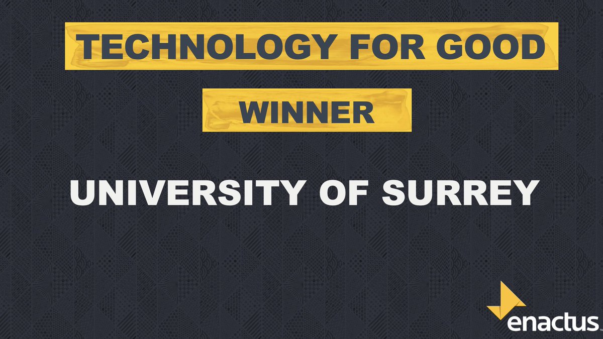 Lizzie VP Activity (@ussuactivity) on Twitter photo Congratulations to <a href="/EnactusSurrey/">Enactus Surrey</a> for winning the 'Technology for Good' category and placing 4th overall in the country at their national competition! Fantastic achievement! Congratulations to <a href="/EnactusSurrey/">Enactus Surrey</a> for winning the 'Technology for Good' category and placing 4th overall in the country at their national competition! Fantastic achievement!