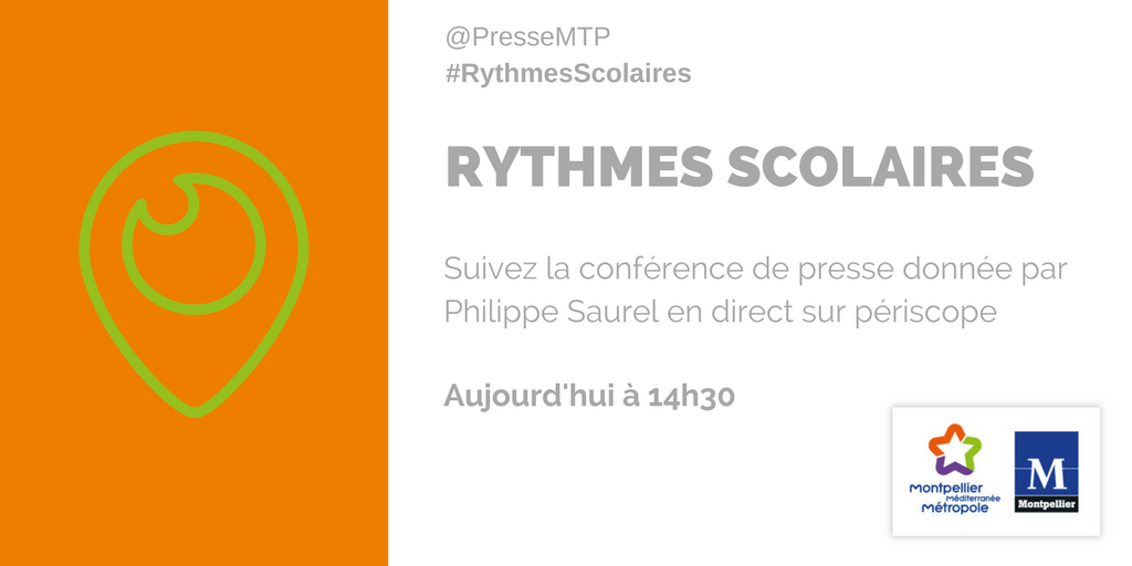 PresseMTP's tweet photo. 🔴 Conférence de presse : à 14h30, @Saurel_P présente l'avis de @montpellier_ sur les #RythmesScolaires #DirectMTP https://t.co/0hCIqzcqPe