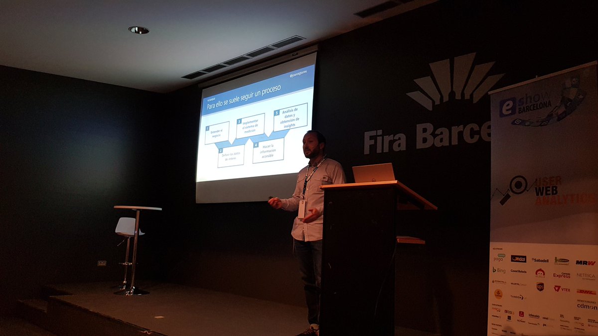 ikhuerta's tweet photo. Empieza el #UWAbcn del @eshop . @joseroigtorres viene a hablarnos de que metodología seguir para crear un plan de medición perfecto. https://t.co/YkJQA8irb9