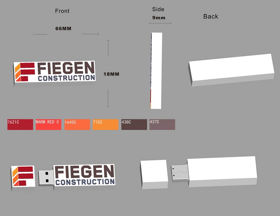 bulkflashdrives's tweet photo. Custom USB flash drives we have done in the past and a new prototype full of color and spunk for Fiegen Construction Co. https://t.co/4RjzO9Tge9