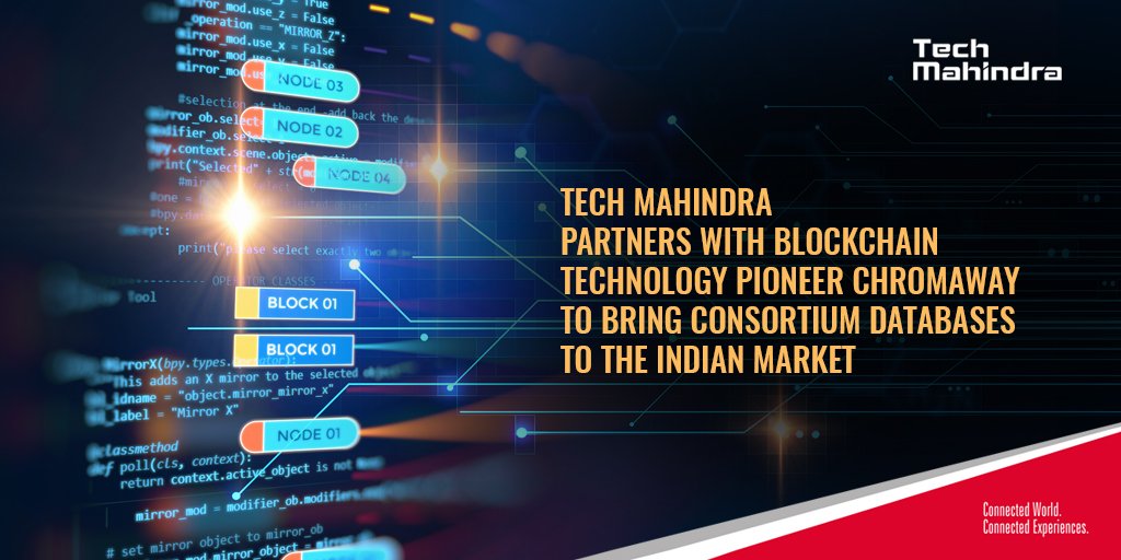 ChromaWay's tweet photo. Great news! We are partnering with @tech_mahindra to provide blockchain technology to the Indian business ecosystem. Stay tuned for upcoming news! #blockchain #postchain #consortiumdatabase https://t.co/nvt9fvfv3H
