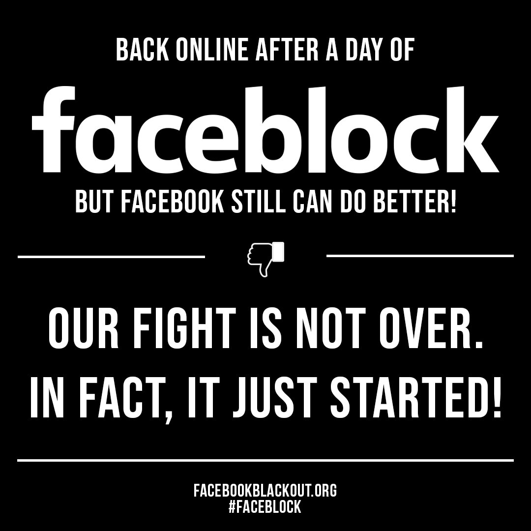 fb_blackout's tweet photo. Thank you for participating to #Faceblock!
However, our fight is not over yet ... https://t.co/Cwp6sRYRna