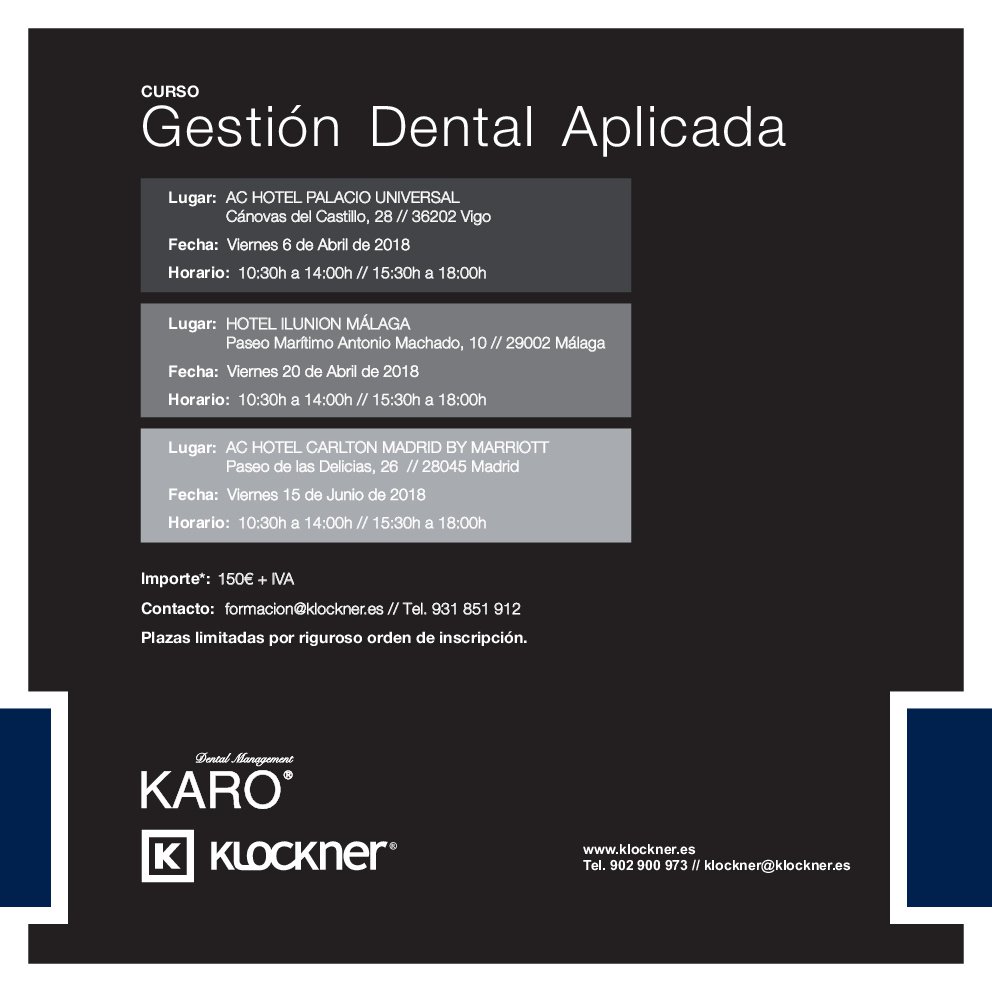 GarciaClinica's tweet image. El próximo viernes 20 de abril, el equipo de Clínica Dra. Elena García tendrá el placer de asistir al Curso de Gestión Dental Aplicada, que tendrá lugar en Málaga. clinicaelenagarcia.com 
#formacion #klockner #gestion #gestiondental #dentistas #evolucion #cursos #programas