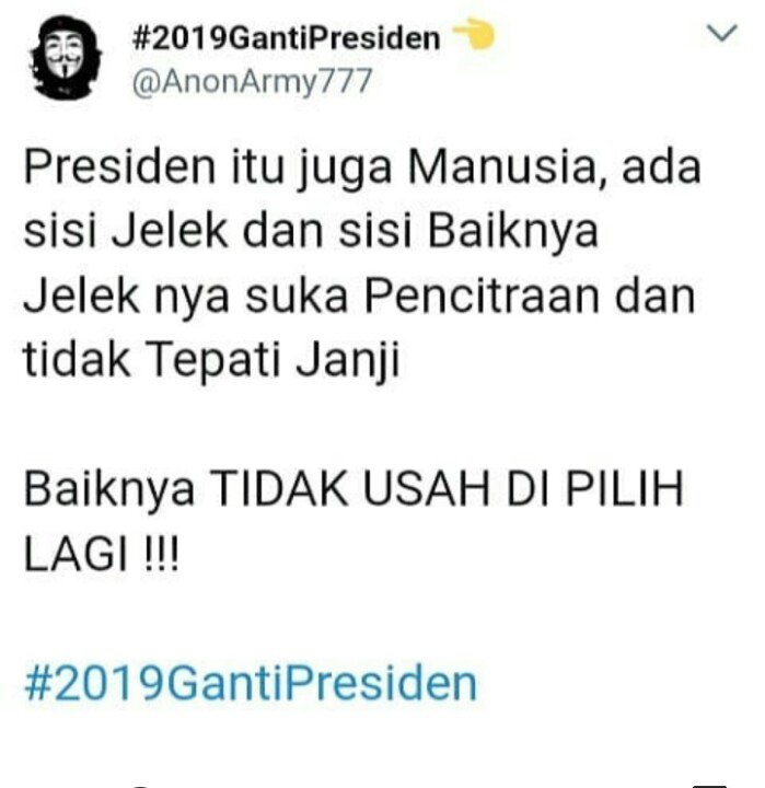 airawan9854's tweet photo. Kita Bil Baiknya saja ya..

#2019GantiPresiden https://t.co/RgtwHjZUQg