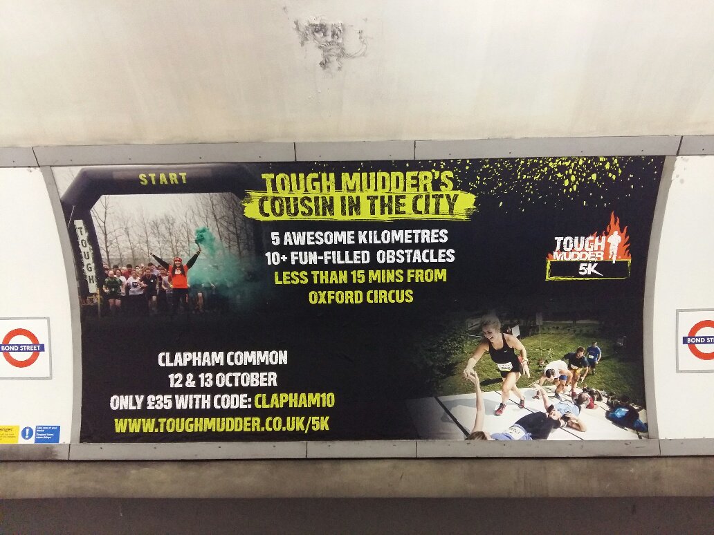 Are you up for a challenge this October? Why not give <a href="/ToughMudder/">Tough Mudder</a>'s Cousin in the City a try? Use code 'CLAPHAM10' to get your ticket for ONLY £35!!! <a href="/HintmediaUK/">Hint Media</a> <a href="/ExterionMediaUK/">Exterion Media UK</a> <a href="/ExterionLocal/">Exterion Media Local</a> #Toughmudder #OOH #TFL #5k