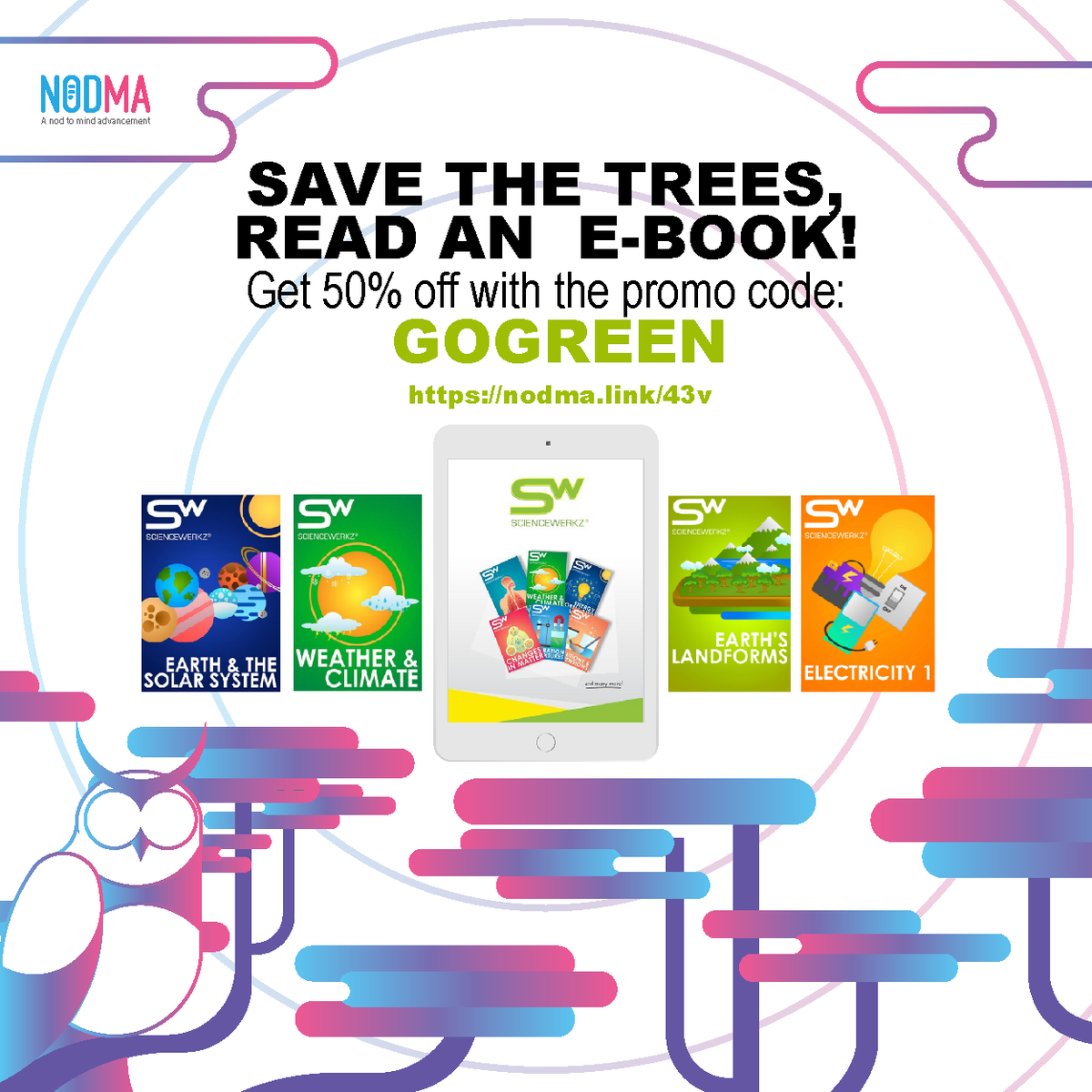 Nodma_Official's tweet photo. This coming #EarthDay2018, save the trees by reading an e-book and get 50% discount on EDDIE-award winning #ScienceWerkz coursewares with the promo code: GOGREEN https://t.co/7atribcjvP
#nodma #gogreen #savetheearth #elearning https://t.co/dDdtmC4IJI