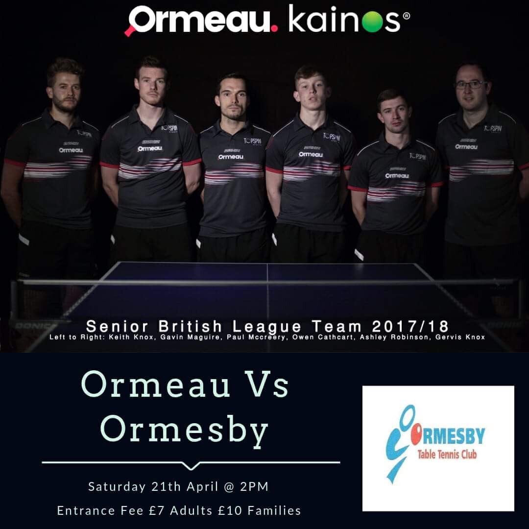 Returning from the #CommonwealthGames2018 part of <a href="/GoTeamNI/">Commonwealth Games Northern Ireland</a> Next up for our <a href="/OrmeauTTC/">Ormeau Table Tennis</a> Boys in the <a href="/BritishLeague/">British League</a> is <a href="/OrmesbyTTC/">Ormesby Table Tennis</a> 🏓