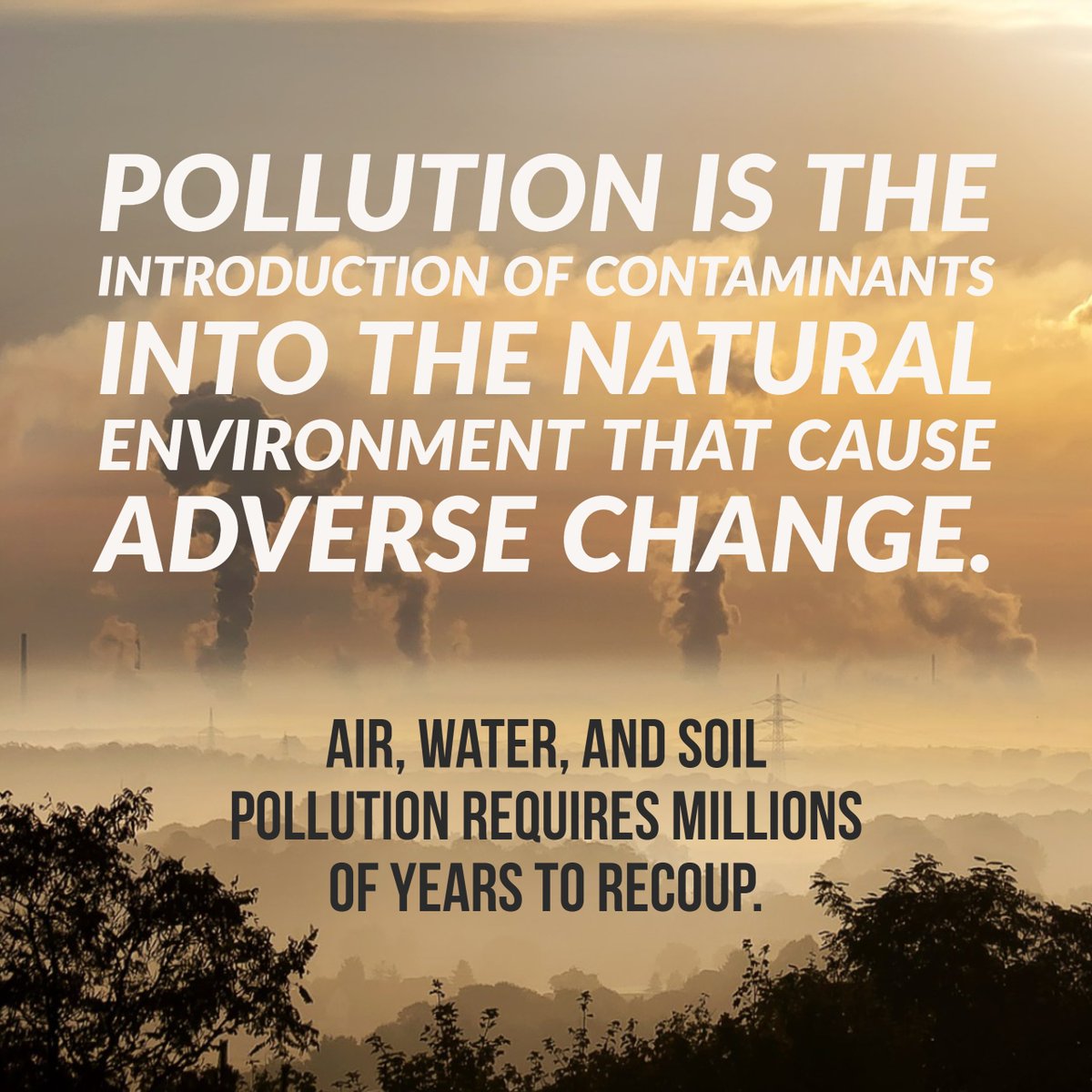SHEQsys's tweet photo. Pollution is the introduction of contaminants into the natural environment that cause adverse changes to our environment.
#EnvironmentThursday #Environment #SHEQitOut #GetSHEQDone #Pollution #SHEQManagement #NaturalResources #Change #AirPollution #WaterPollution #SoilPollution https://t.co/OzxEgMjoad