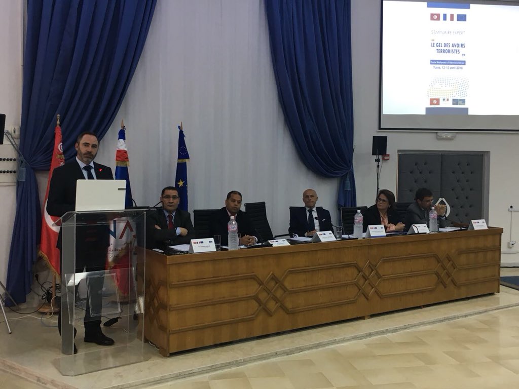 PBergaminiEU's tweet photo. ๐น๐ณ๐ช๐บ๐ซ๐ท A lโ#ENA-Tunis, sรฉminaire dโexperts sur le gel des avoirs terroristes, 12-13 avril. Avec le Prรฉsident de la Commission Nationale de Lutte contre le Terrorisme #CNLCT Hedi Mekni, @O_Poivre_dArvor & Diego Zorilla #UN #EU #Tunisie #CTMENA โถ๏ธ https://t.co/1TwfkUTq38 https://t.co/TdzwBdQ57V
