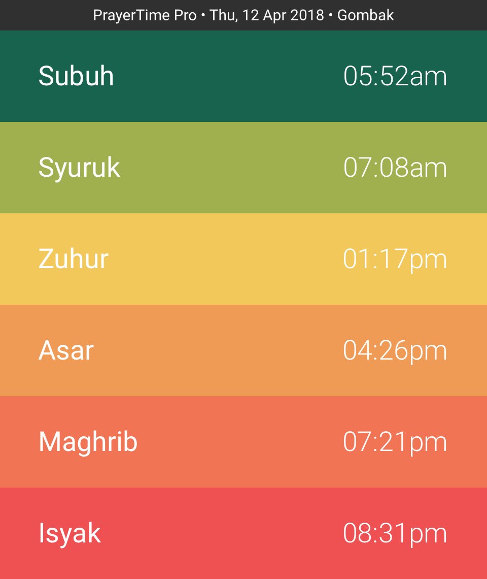 Iium Updates On Twitter Today S Prayer Times In Gombak From Prayertimepro