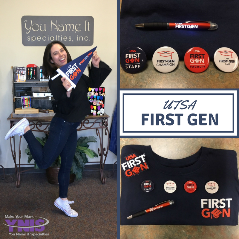YNIS_Inc's tweet image. @utsa_first2go used YNIS for their #UTSAFirstGen campaign! 
We actually have a First Gen in our office! 💙🧡 

Want some of your own?
Contact us today!
☎️ 210.344.9906
🖥️ younameitspecialties.com

#UTSA #PromotionalProducts