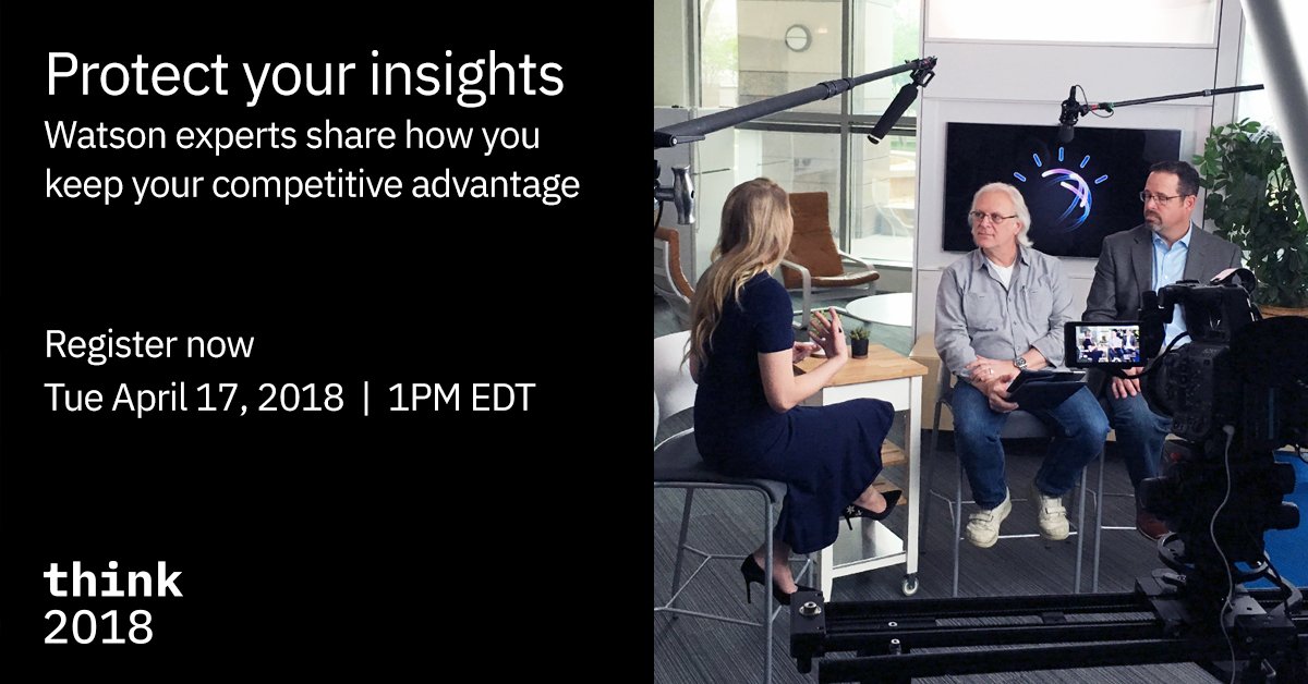 How can you keep your competitive advantage and protect your insights? Join Watson CTO <a href="/rhigh/">rxinn_high</a> and #IBMWatson's <a href="/tcappello/">Toby Cappello</a> as they walk you through how companies across the world are using #AI: ibm.co/2q3E7mv