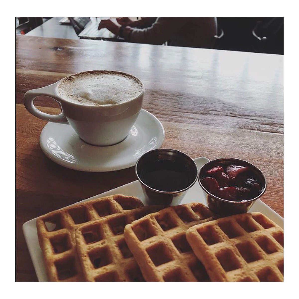 Caps and Berry Waffles. Thanks, @brilliantruth we love having you. •
•
•
•
•
•
#nexuscoffee #creativefuel #coffee #coffeeshop #cappuccino #waffles