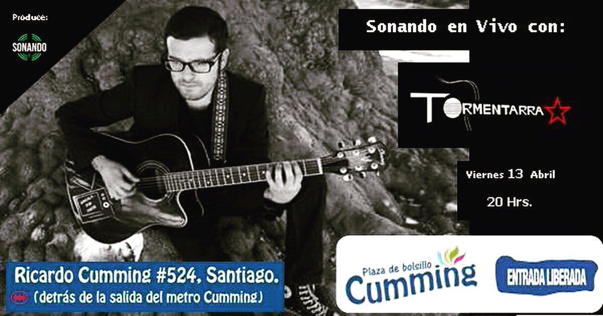 Este Viernes 13/04 Gratuito 20 hrs. Los Esperamos a todos en <a href="/PdB_Cumming/">Plaza de Bolsillo Cumming</a> , Produce <a href="/SonandoCL/">Sonando.CL</a> #FvCompartir <a href="/plazasbolsillo/">Plazas de Bolsillo</a> @IntendenciaRM <a href="/Muni_Stgo/">Santiago</a> <a href="/culturas_cl/">Ministerio de las Culturas</a> <a href="/centroGAM/">Centro GAM</a> <a href="/Orrego/">Claudio Orrego L.</a> <a href="/ElGranYungay/">Barrio Yungay</a> <a href="/MiBarrioYungay/">Barrio Yungay</a> <a href="/BarrioBrasil/">Barrio Brasil</a> <a href="/metrodesantiago/">Metro de Santiago</a> <a href="/radiobiobio/">radiobiobio</a>
