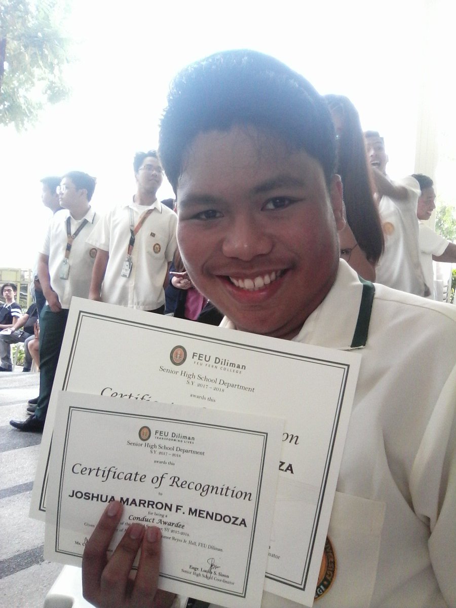 mendoza_marron's tweet photo. So honored to finish Grade 11 as a two time student awardee from the past two sems. #ConductAwardee #WithHonors ๐๐๐ https://t.co/WtYmkK1KbO