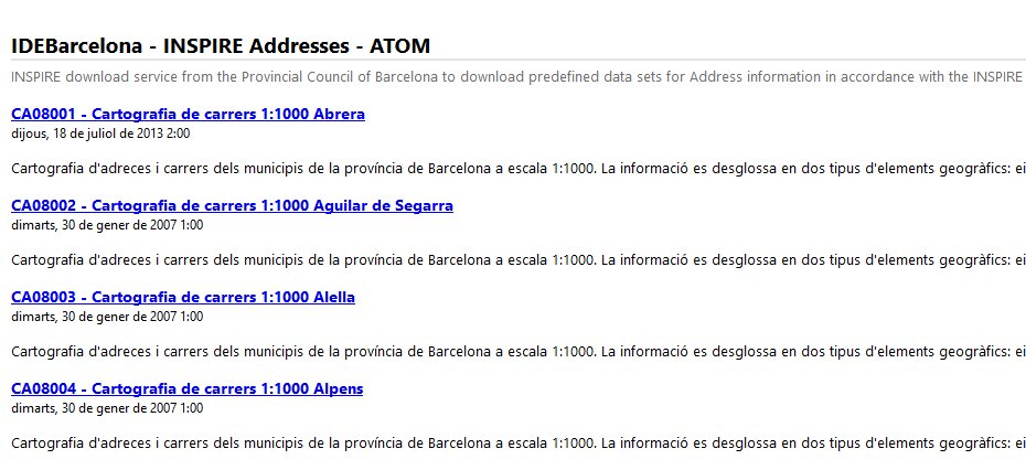 IDEBarcelona's tweet photo. At #FMEWT Barcelona we explained how we transform addresses from 268 municipalities of Bcn region to @INSPIRE_EU AD specifications. These addresses are maintained from @Sudoe5 #SITMUN platform. We also presented our INSPIRE compliant AD #ATOMFeed service: https://t.co/LaTaTH8ndB https://t.co/obk6mVRZ5B