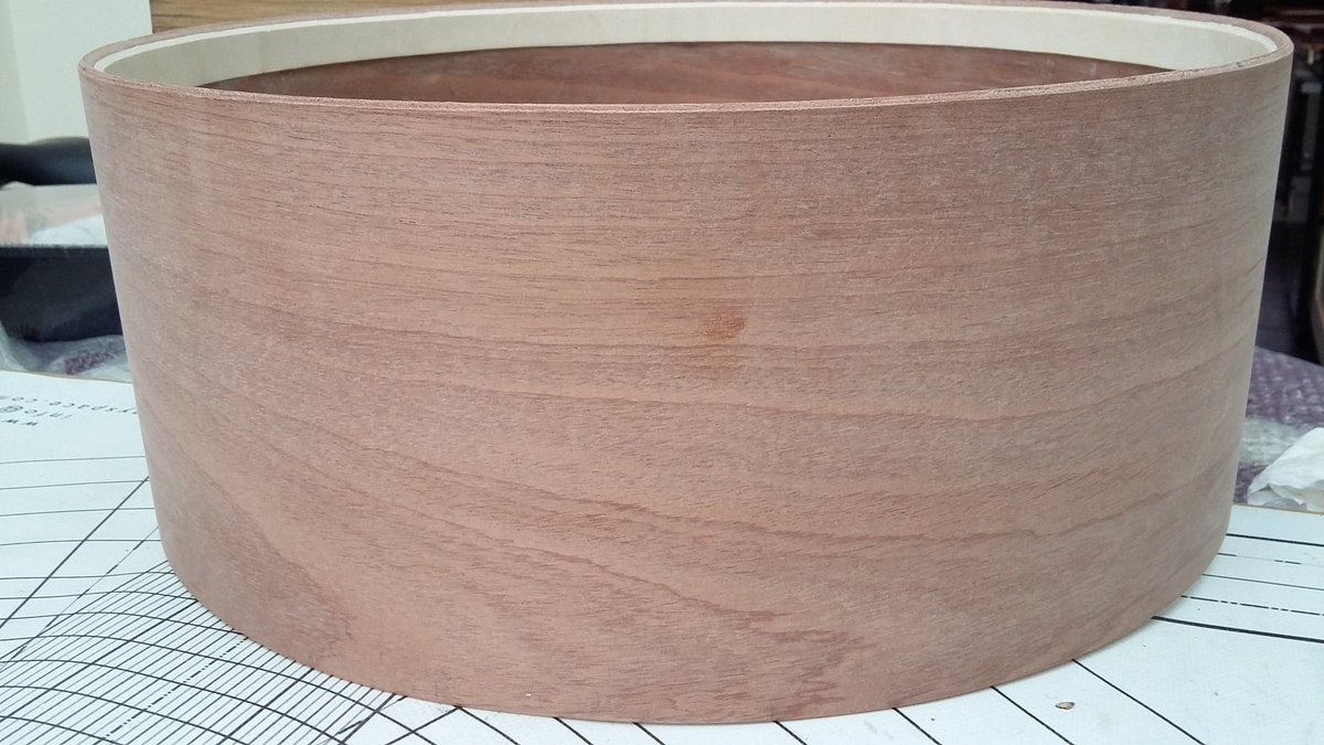 TheIanPickering's tweet photo. Latest snare drum. Built for one of my students. 14" x 5.5" mahogany shell with birch re-rings. Brass fittings really compliment the dark shell. There was lot of sanding, waxing and oiling. I'm very pleased with the finish. Original bare shell in pic 3.
#drum
#drumBuild https://t.co/6G1L4jXZ8h