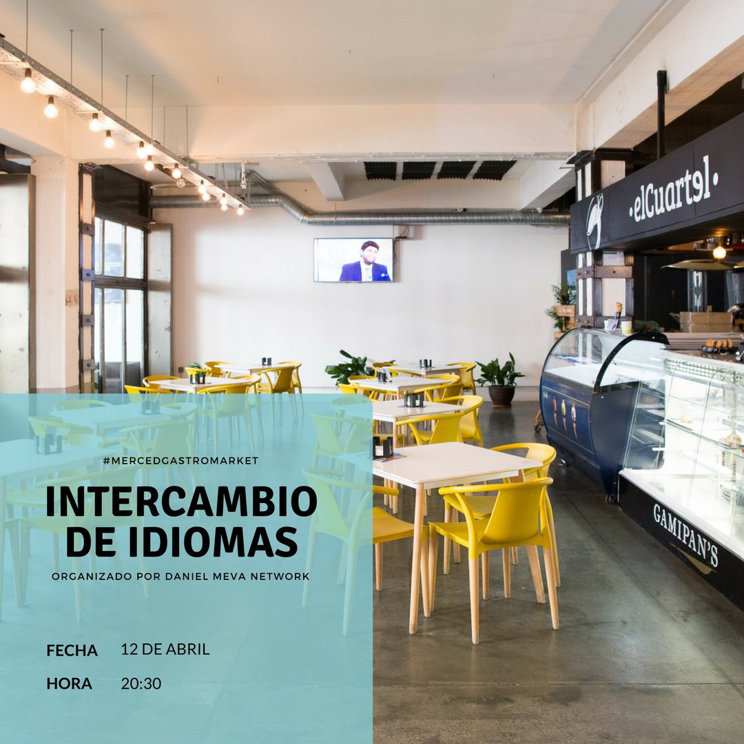 MercedGMarket's tweet image. Tarde de intercambio de idiomas en #MercedGastroMarket. Mejorar tu inglés entre tapas y cañas es posible gracias a la iniciativa de Daniel Meva. ¡Te esperamos!