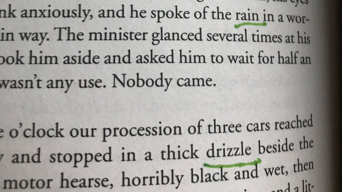 EllieP217K's tweet photo. The weather matches the mood once again with rain and drizzle and gloominess. Will someone show up and it’ll turn sunny or is the rain symbolizing the sadness of Gatsby’s death? #TGGSymbol #Ch9 https://t.co/SKbutFNLJl