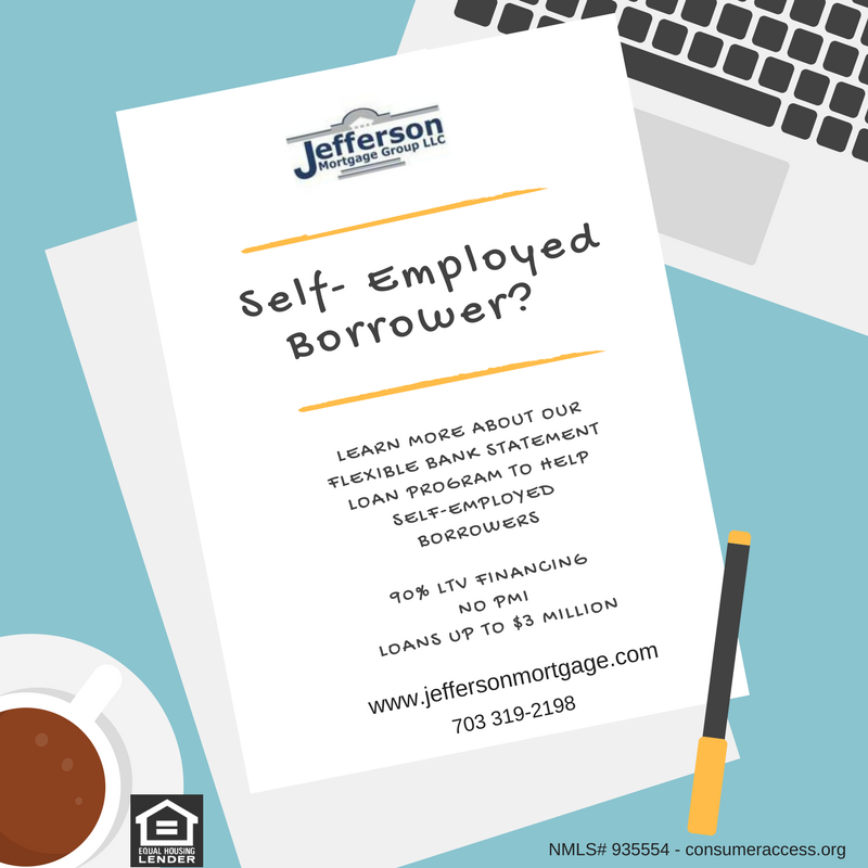 JeffersonMtgGrp's tweet photo. @REALTORS_VA , do you have a self-employed client looking for a mortgage? We can help with that. Give us a call. #selfemployed #mortgage #mortgages #selfemployedborrower #bankstatementloan https://t.co/6HVwDbT9C8 https://t.co/FsfxceYOPA