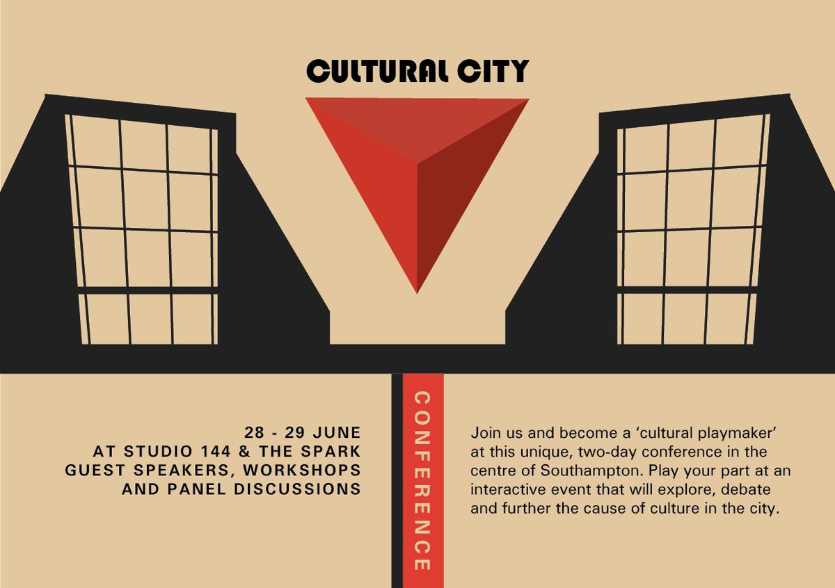 SolentResearch's tweet photo. Save the Date! #CulturalCity is coming to #Southampton on 28 + 29 June 2018.
@solentofficial @SolentShowcase @JHansardGallery #Studio144 https://t.co/IhxOiDsRLe