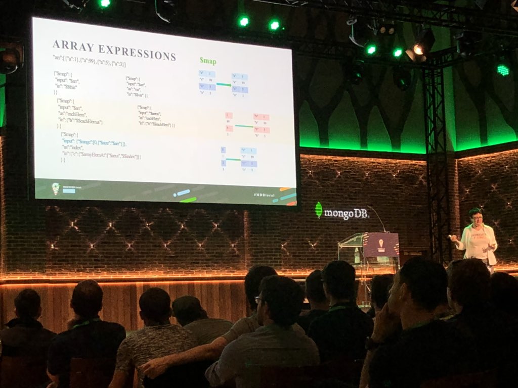 BDultinger's tweet image. There is a lot with #MongoDB #AggregationFramework lile $map and $reduce - @asya999 giving some #great #insight on #howtouse #MDBlocal #Munich