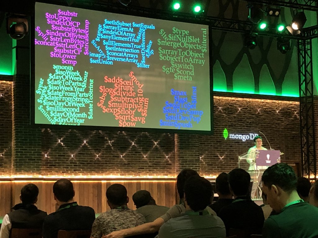 BDultinger's tweet image. There is a lot with #MongoDB #AggregationFramework lile $map and $reduce - @asya999 giving some #great #insight on #howtouse #MDBlocal #Munich