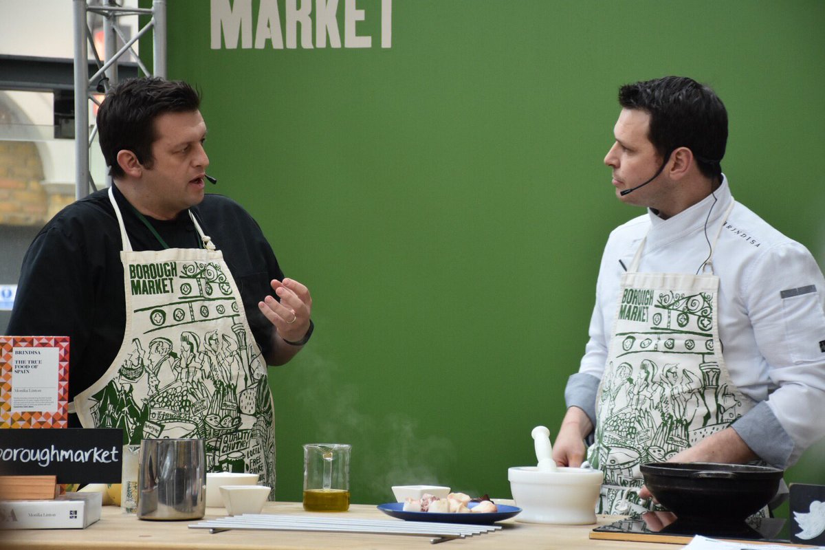 Brindisa's tweet image. Come join Leo at @boroughmarket cooking three Catalan dishes as a pre-celebration of #stjordi #StGeorgesDay 🍳 Taste, learn and enjoy! #demokitchen
