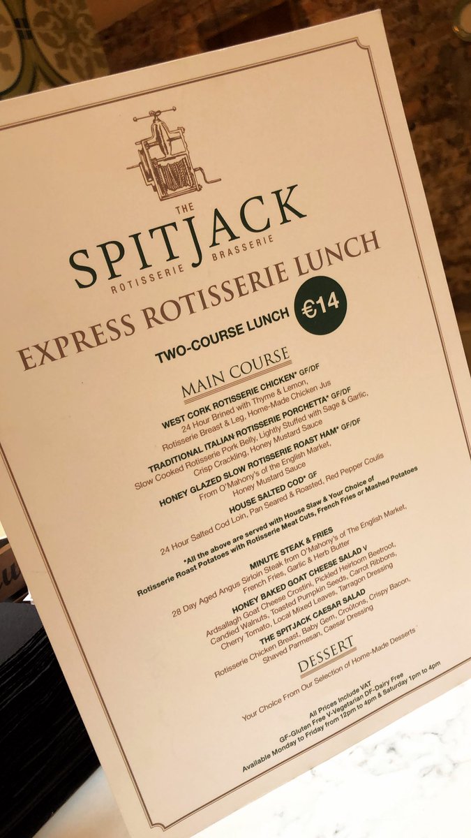 Express Rotisserie Lunch Deal and try our Sirloin Minute Steak & Fries with a delicious dessert for only €14! #thespitjack #cork #spitjack #expresslunchmenu #expresslunch #corkfood #corkfoodie #greatfoodcork #lunchtime #lunchincork #corklunch #greatfood #betterprice
