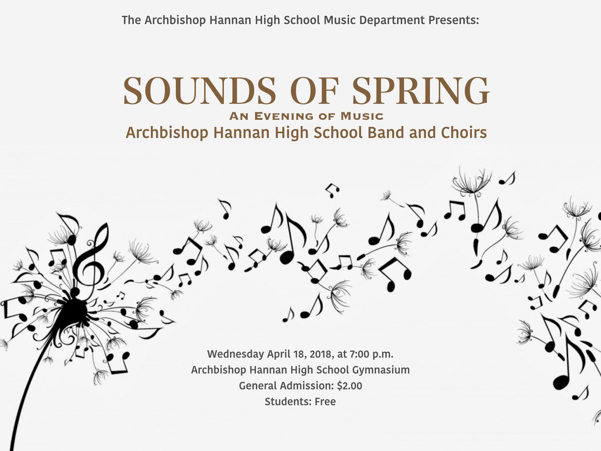 HannanHigh's tweet image. Join us as the AHHS band &amp;amp; choirs present "Sounds of Spring" on Wednesday, April 18th at 7:00 p.m. in the school gymnasium. General admission is $2.00, students are free. #HannanHawks #SoundsofSpring