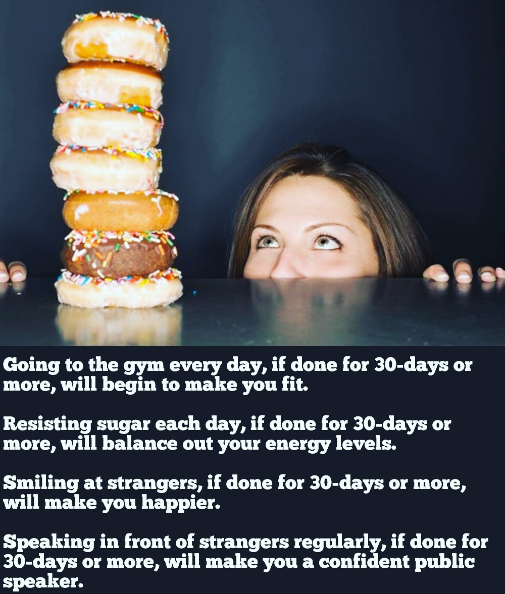 ProPOSTind's tweet photo. Going to the gym every day, if done for 30-days or more, will begin to make you fit.

Resisting sugar each day, if done for 30-days or more, will balance out your energy levels........
Source: Tim Danning on Medium https://t.co/lhYifqcqCC