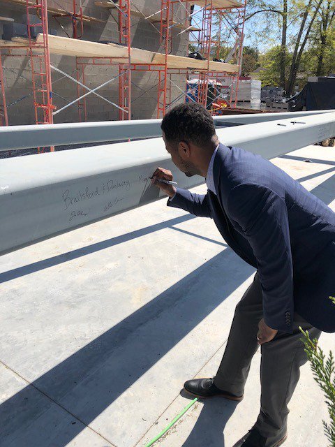 BD_PM's tweet photo. Successful topping out and construction safety celebration at the @JSUNews Fitness and Wellness Center. The speeches rightly recognized all the incredible teamwork and collaboration! #JSUStrong https://t.co/ySONaO2HID
