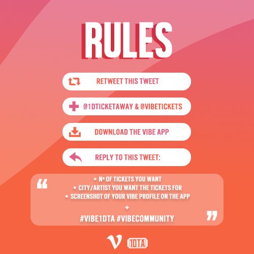 fanstanetwork's tweet photo. • #VIBE1DTA •

Extra chance to get #HarryStylesLiveOnTour &amp; #FlickerWorldTour tickets

- RT this tweet
- Follow @1DTicketAway &amp; @VibeTickets 
- Tag friends
- Read the rules (carefully!)

Good luck everyone! Spread the #GoodVibes ✌🏻 https://t.co/3RdxqIWyLJ