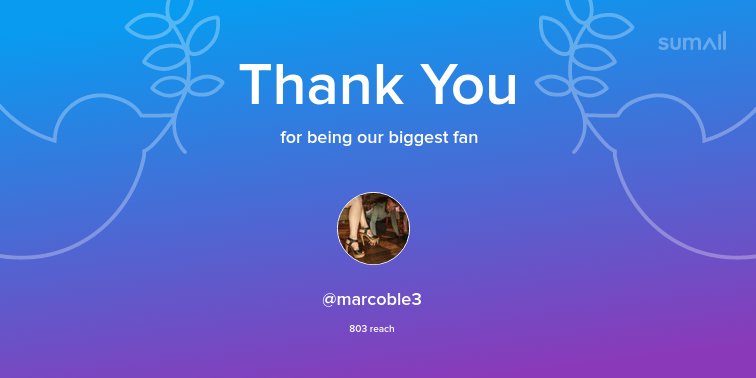 Our biggest fans this week: @marcoble3. Thank you! via sumall.com/thankyou?utm_s…