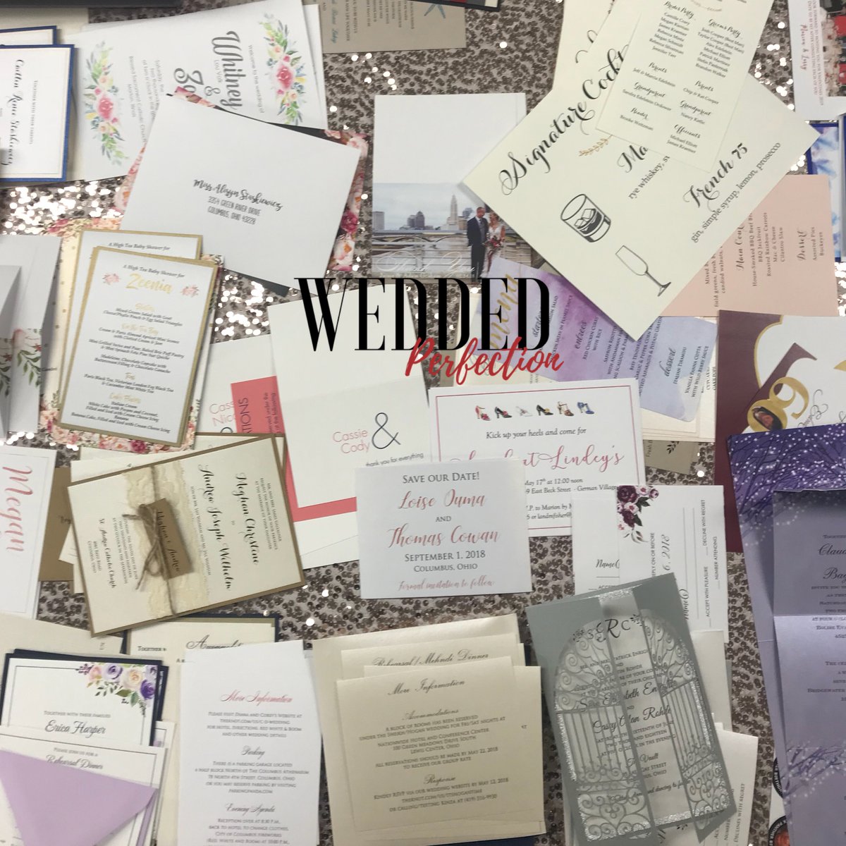 WeddedPerfect's tweet image. Look at all of the different invitation styles and designs that Avant-Garde Impressionscreate for nicer and less than what you can find online! I wish I had known about them for my own wedding! #weddedperfection #columbusweddingplanners #centralohioweddings