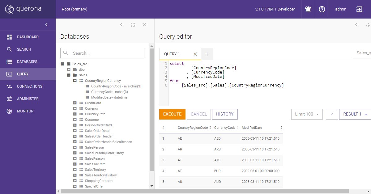 QueronaCom's tweet image. Querona Logical Data Warehouse simplifies #DataDiscovery.
All data sources (~100 types) may be queried using #TransactSQL that is translated to the target database SQL or an #API call.
This is the easiest way to verify all types of data sources present in the company.