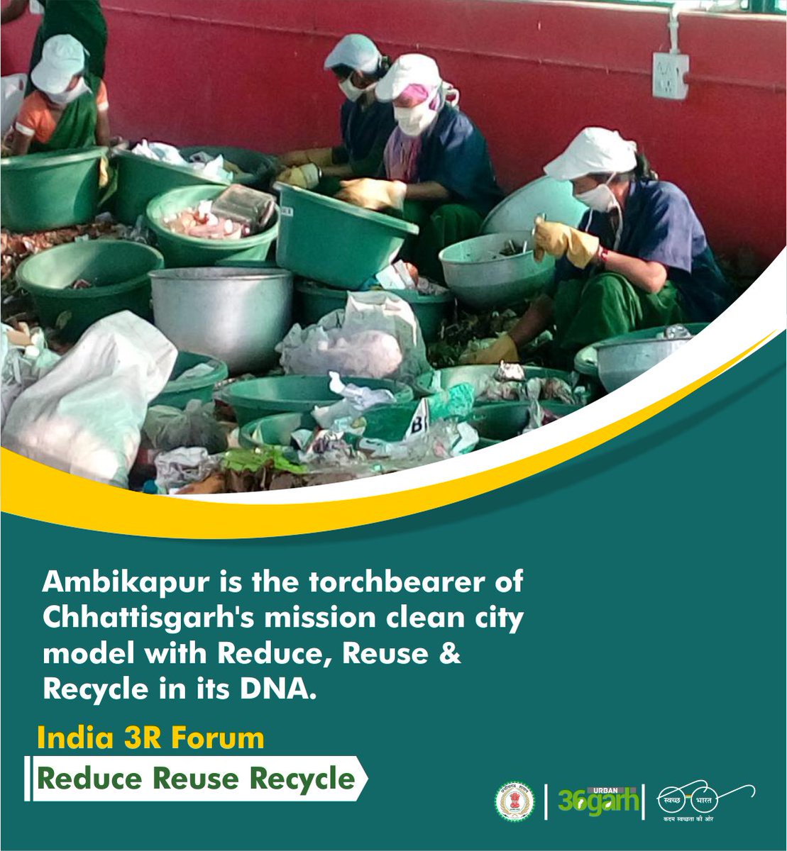 UrbanCGOfficial's tweet photo. #Ambikapur is the torchbearer of #Chhattisgarh's #MissionCleanCity Model with #Reduce #Reuse & #Recycle in its DNA . #India3RForum #MissionZeroWaste. https://t.co/PwPDHxo7lu