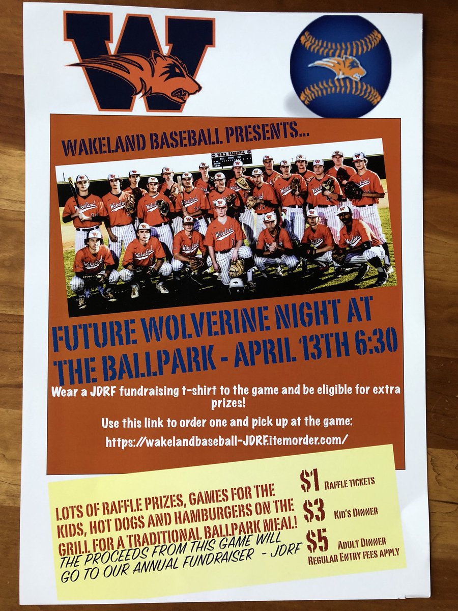 See you tomorrow night!  Let’s raise money for JDRF!  Check out our raffle items and game booth prizes!   Everyone will leave a winner. 6:30 at the Wakeland Ballpark.
